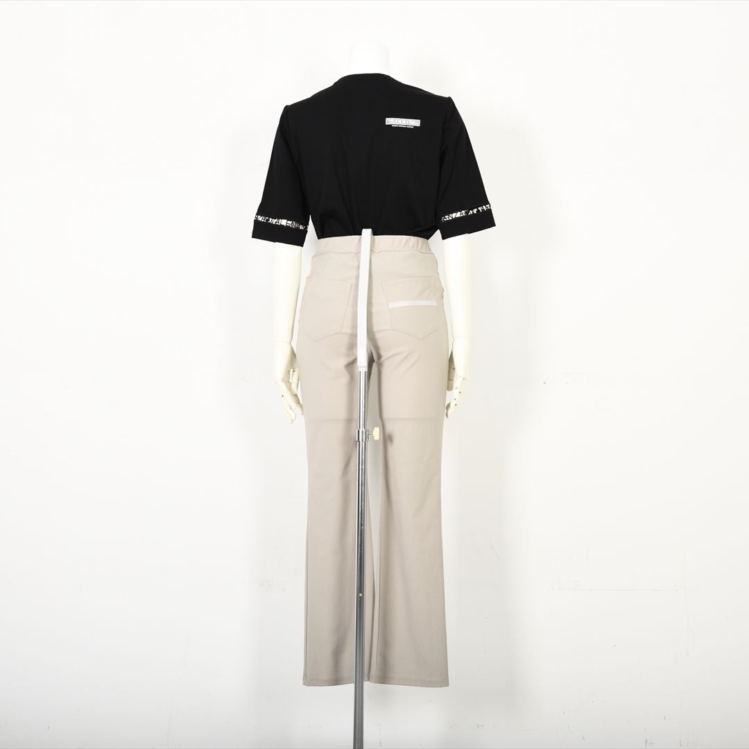 【Lサイズ】【ウエストゴム】ナローラインモチーフ　ストレートパンツ　VALENZA　5556528