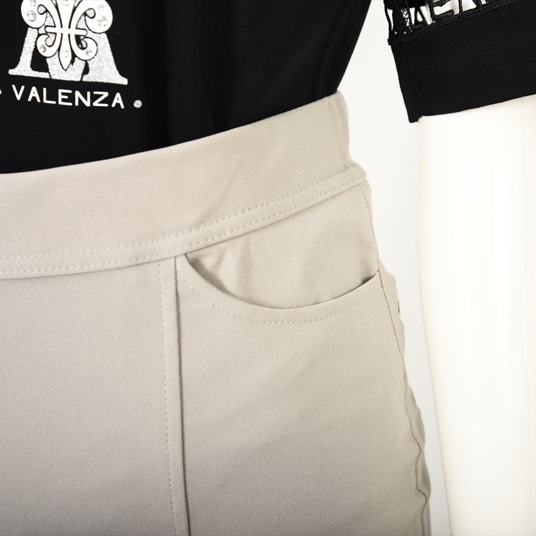 【Lサイズ】【ウエストゴム】ナローラインモチーフ　ストレートパンツ　VALENZA　5556528