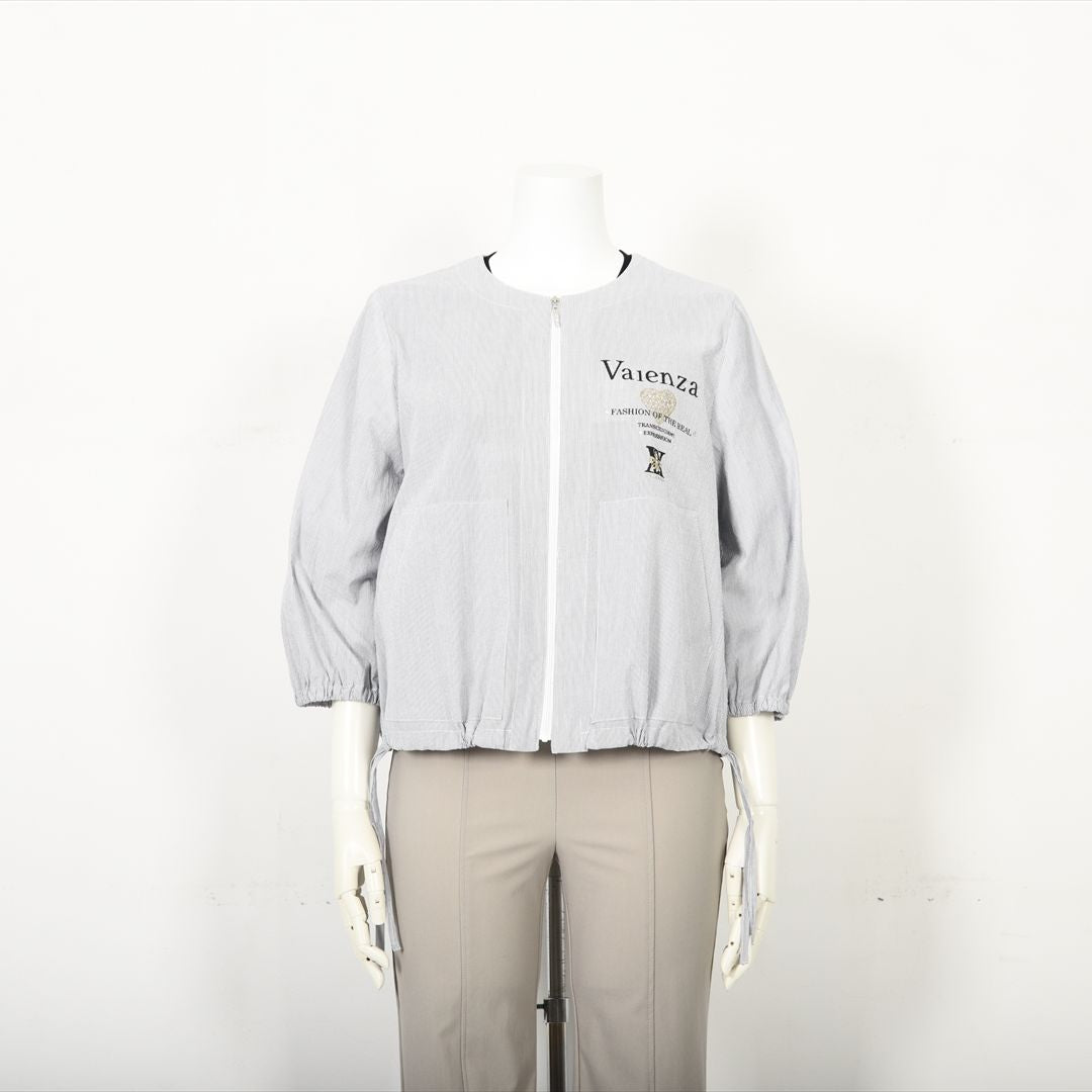 【七分袖】ヘアラインストライプ　ブルゾンジャケット　VALENZA　5157530