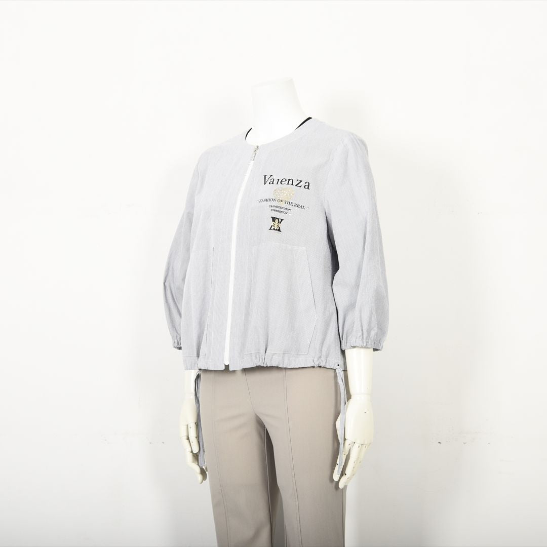 【七分袖】ヘアラインストライプ　ブルゾンジャケット　VALENZA　5157530