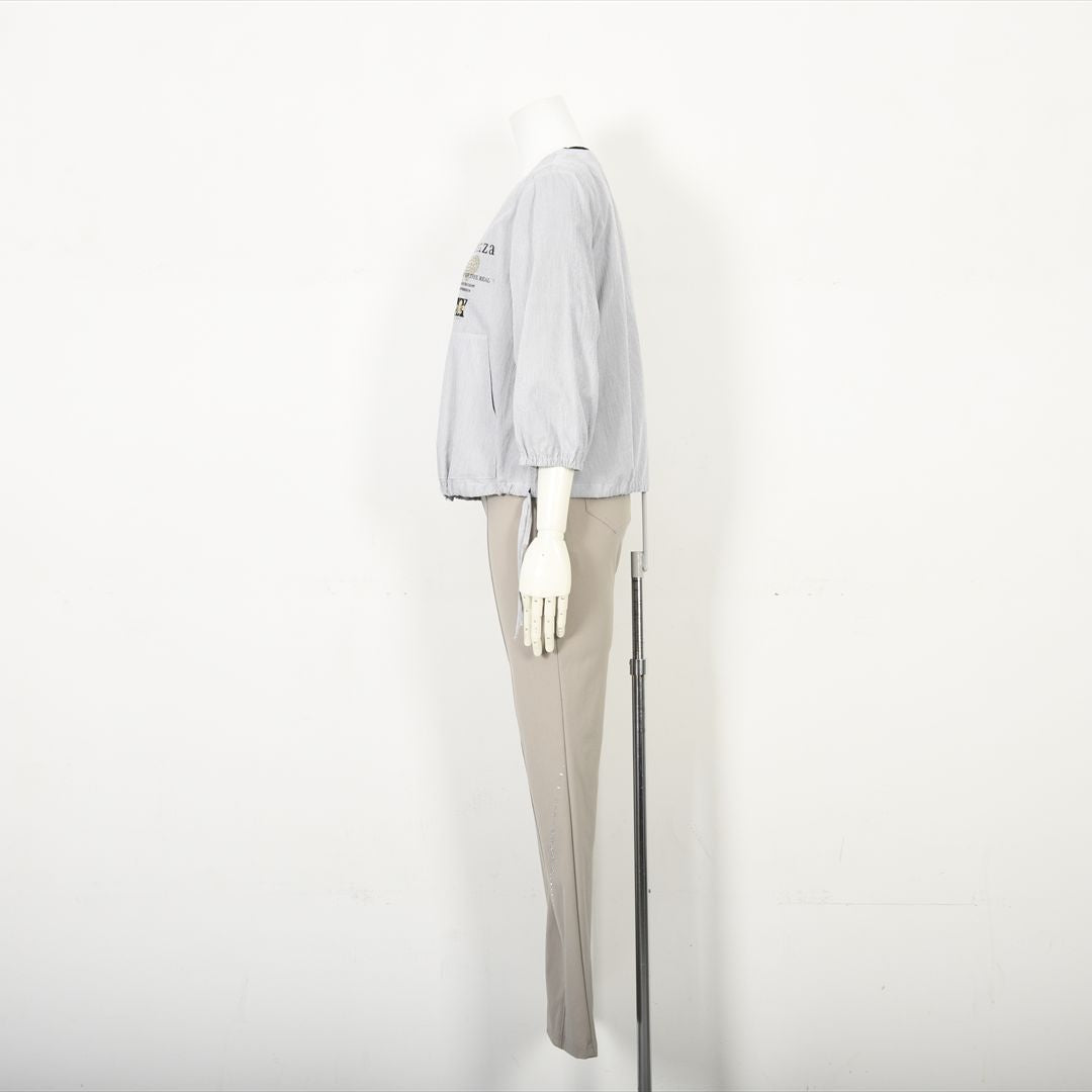 【七分袖】ヘアラインストライプ　ブルゾンジャケット　VALENZA　5157530