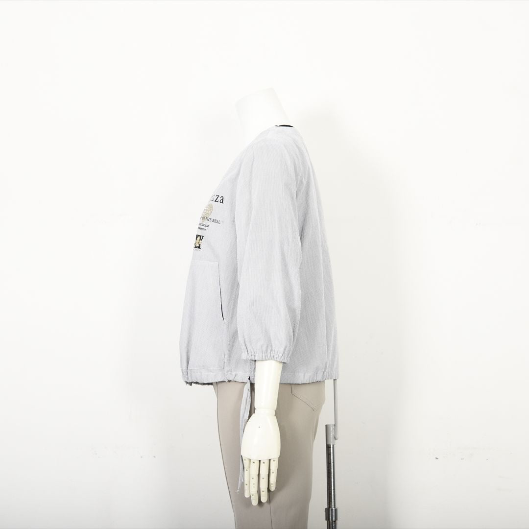 【七分袖】ヘアラインストライプ　ブルゾンジャケット　VALENZA　5157530