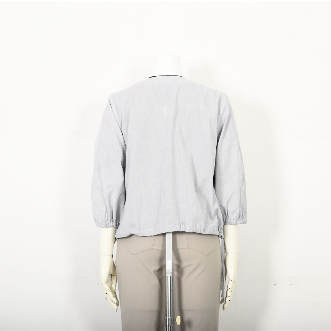 【七分袖】ヘアラインストライプ　ブルゾンジャケット　VALENZA　5157530