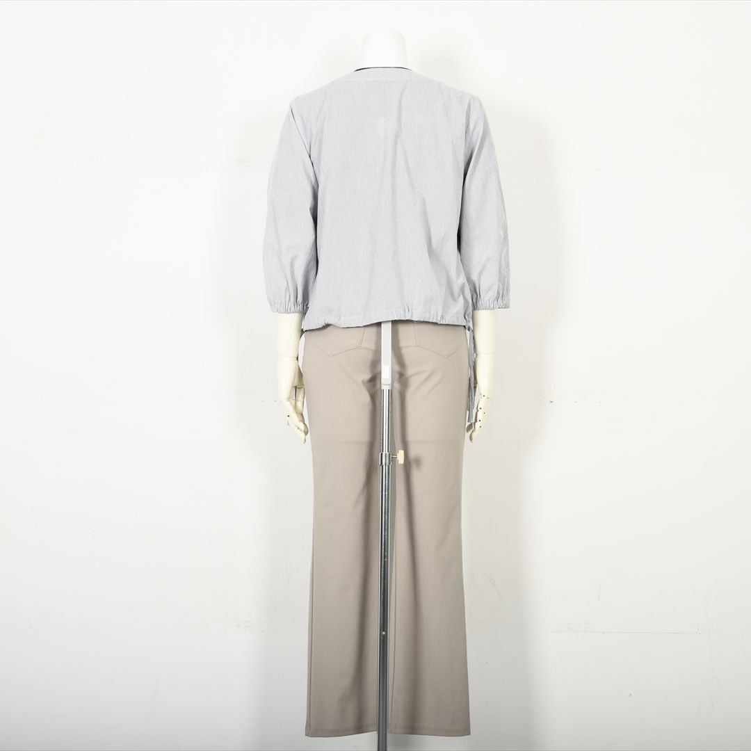 【七分袖】ヘアラインストライプ　ブルゾンジャケット　VALENZA　5157530