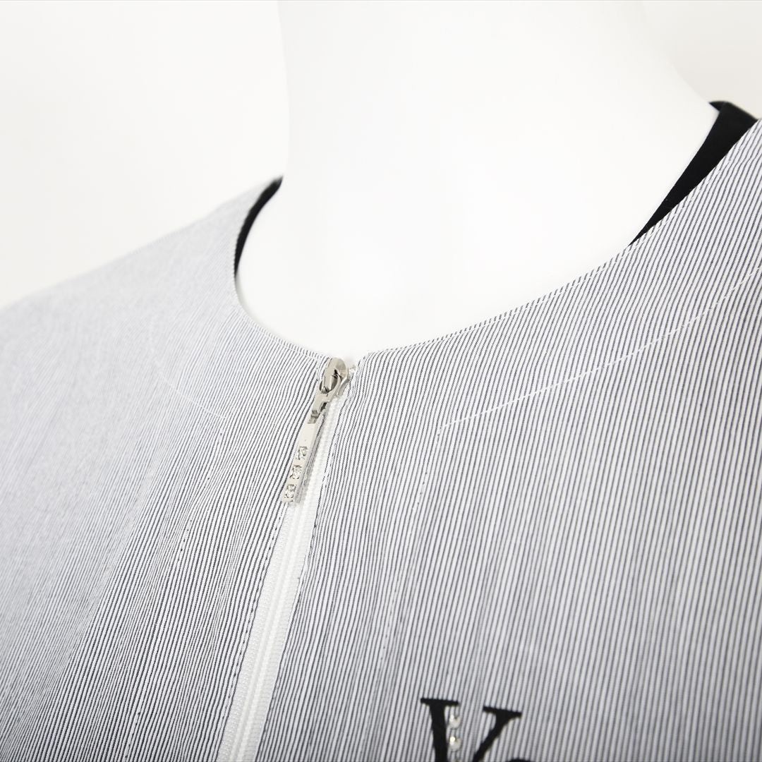 【七分袖】ヘアラインストライプ　ブルゾンジャケット　VALENZA　5157530