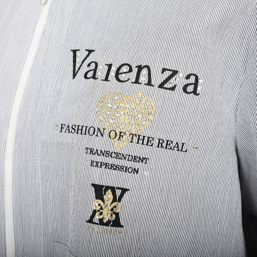 【七分袖】ヘアラインストライプ　ブルゾンジャケット　VALENZA　5157530