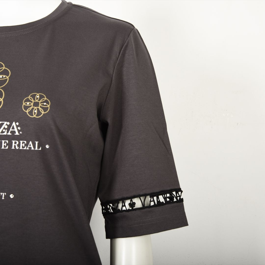 【Lサイズ】【はしごレース】花文様プリント　カットソー　VALENZA　5552529