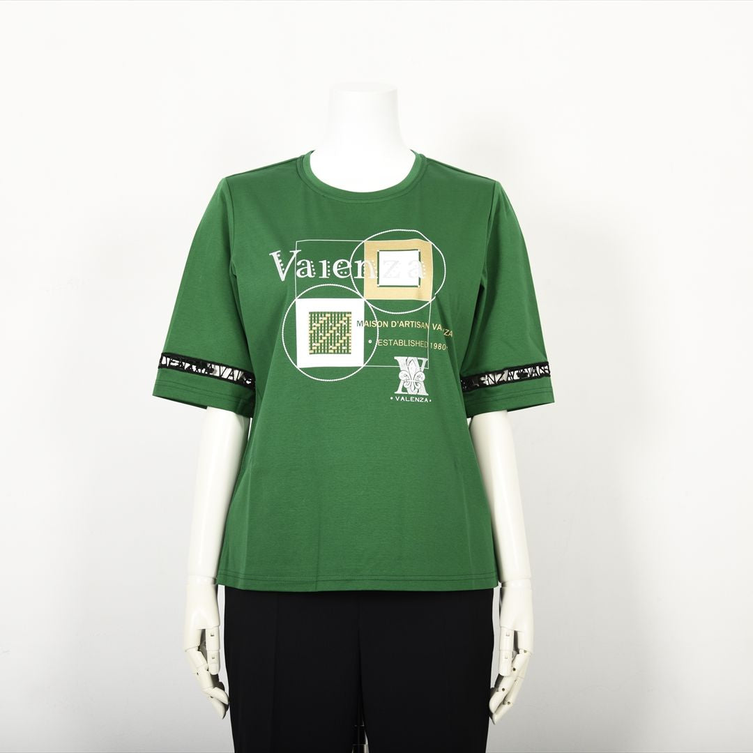 【Lサイズ】幾何学アートプリント　カットソー　VALENZA　5552528