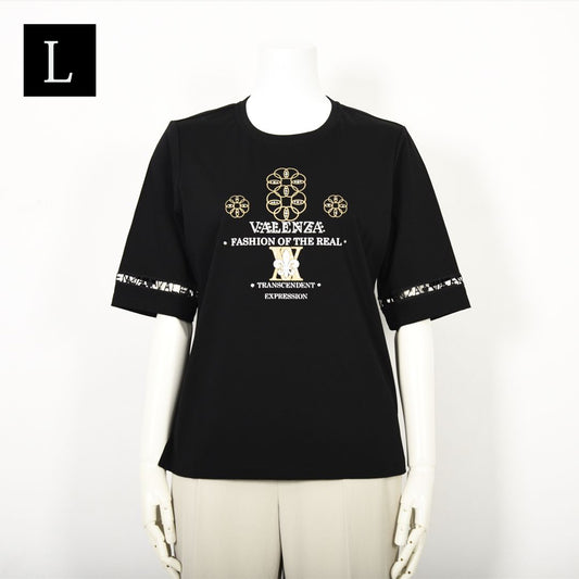 【Lサイズ】【はしごレース】花文様プリント　カットソー　VALENZA　5552529