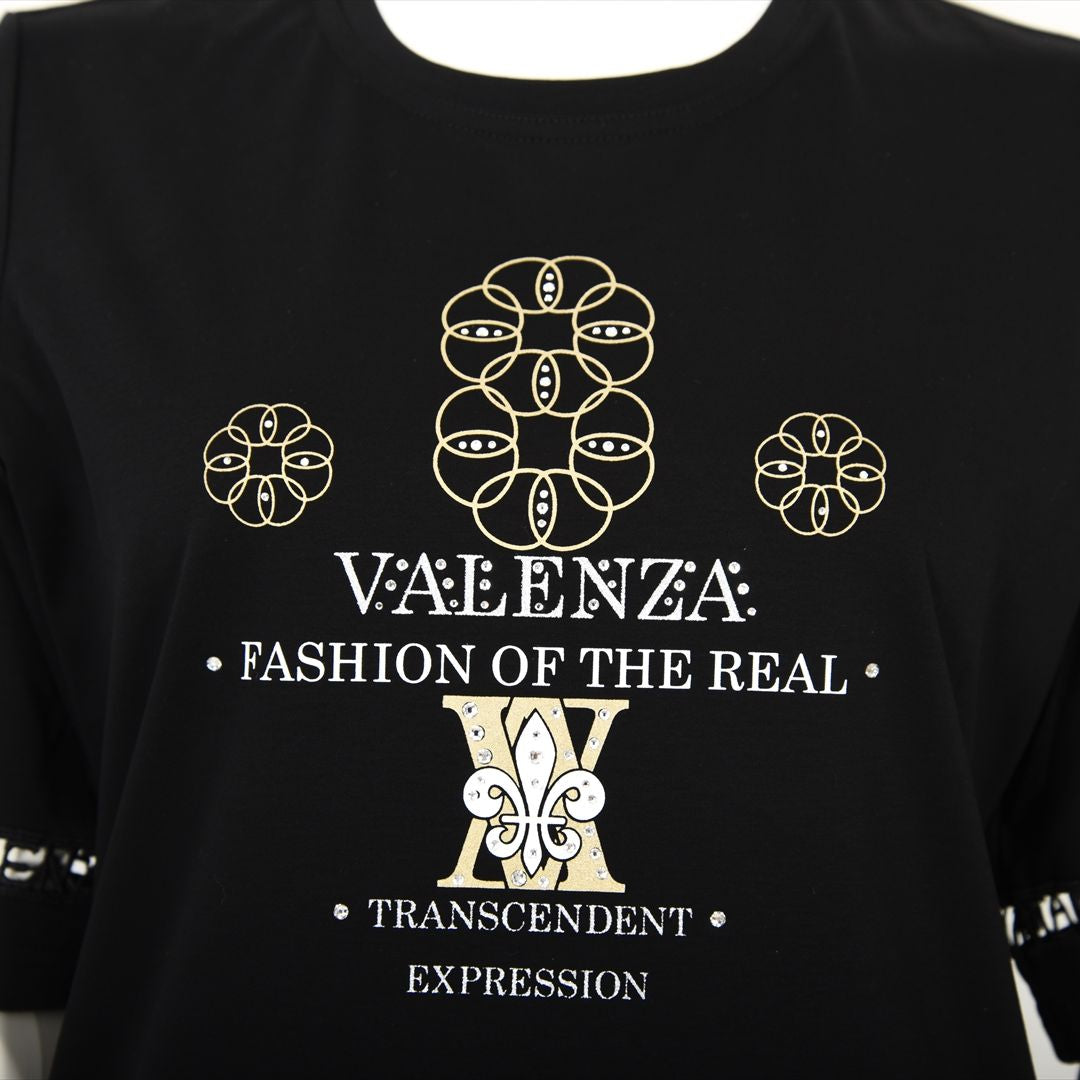 【Lサイズ】【はしごレース】花文様プリント　カットソー　VALENZA　5552529