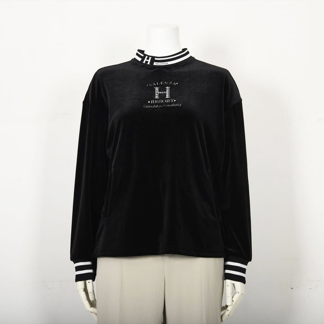 【上品な光沢】フロントモチーフ ストレッチベロアカットソー　VALENZA home　5352304