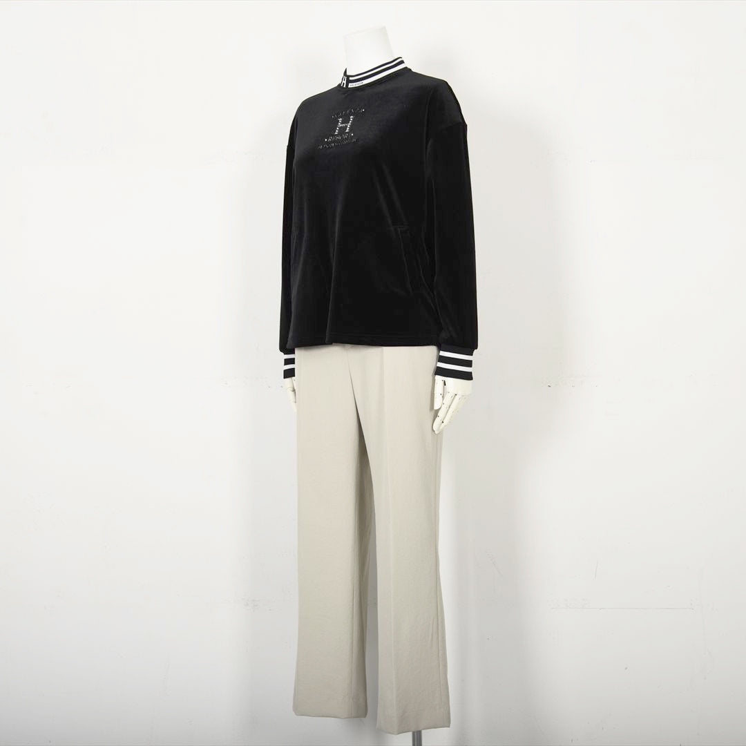 【上品な光沢】フロントモチーフ ストレッチベロアカットソー　VALENZA home　5352304