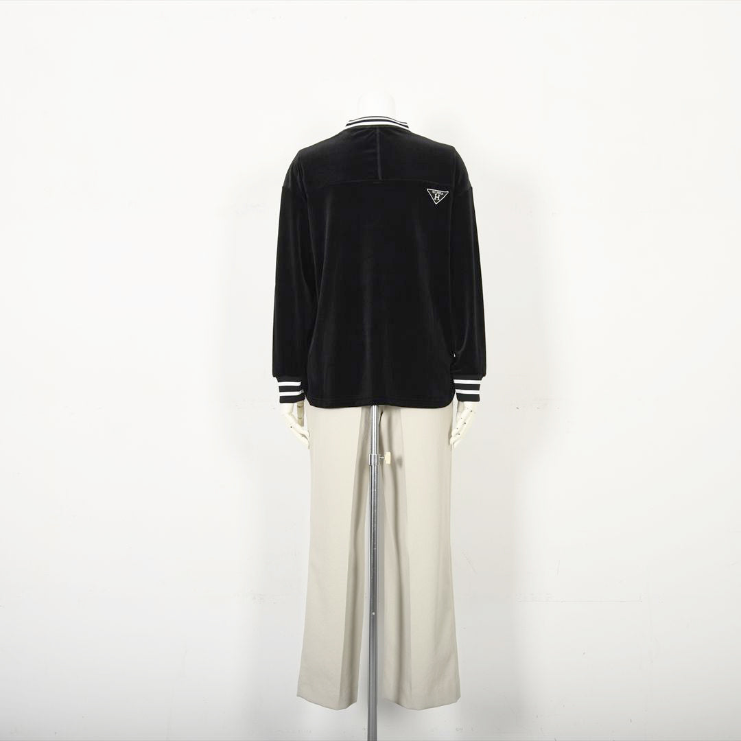 【上品な光沢】フロントモチーフ ストレッチベロアカットソー　VALENZA home　5352304