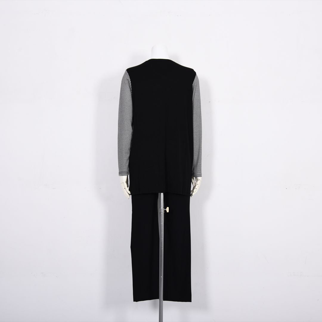 【Lサイズ】袖ボーダー　チュニックカットソー　VALENZA　5552512