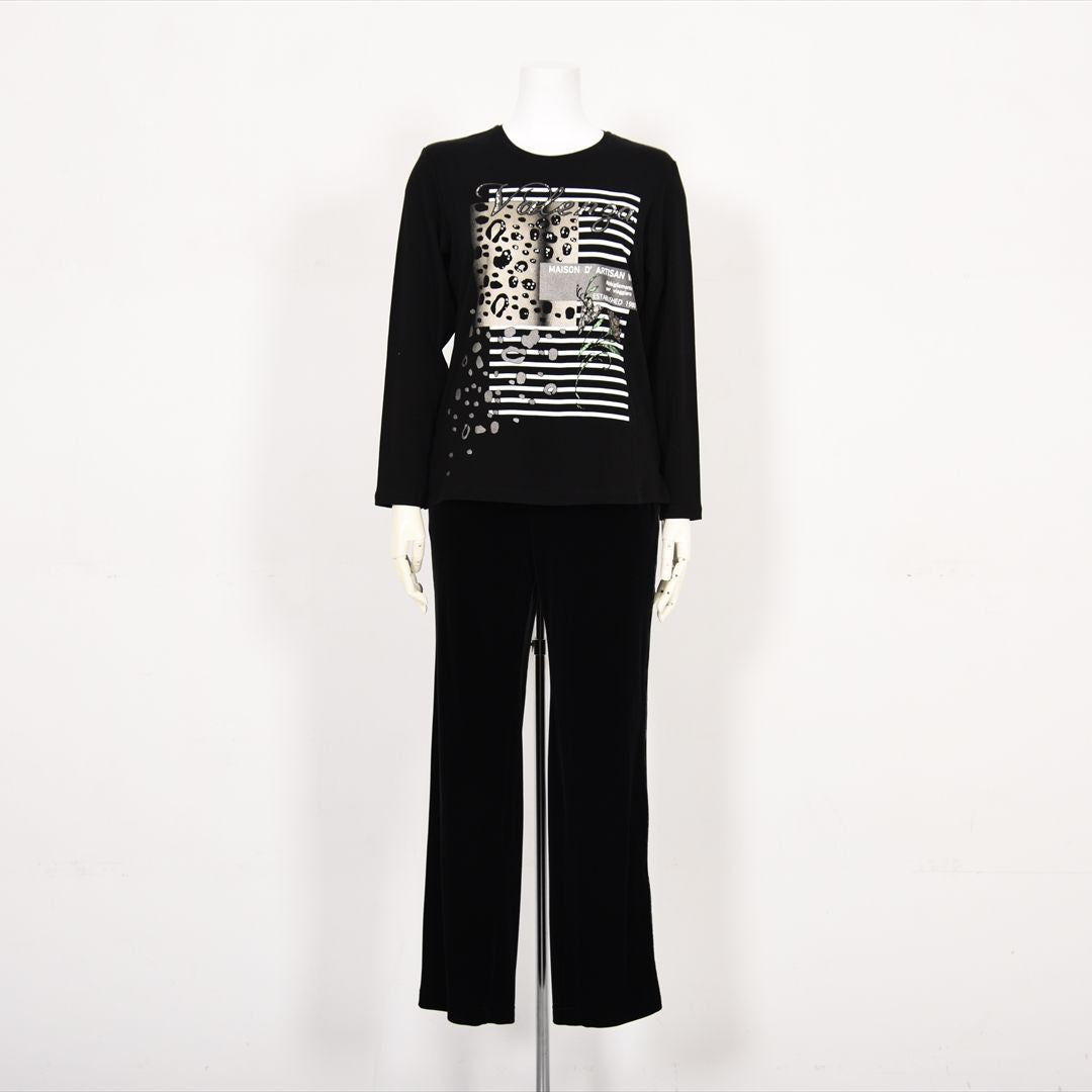 ヒョウ柄×ボーダー　プリントカットソー　VALENZA　5152607