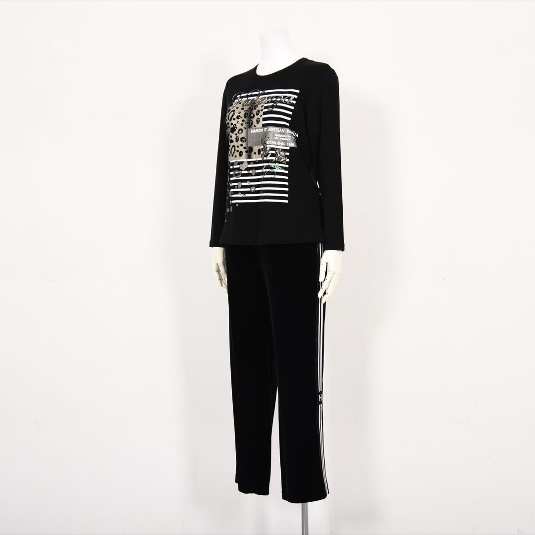 ヒョウ柄×ボーダー　プリントカットソー　VALENZA　5152607