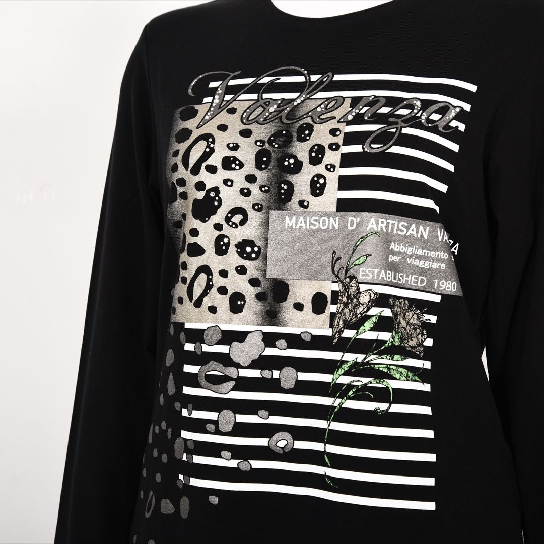 ヒョウ柄×ボーダー　プリントカットソー　VALENZA　5152607