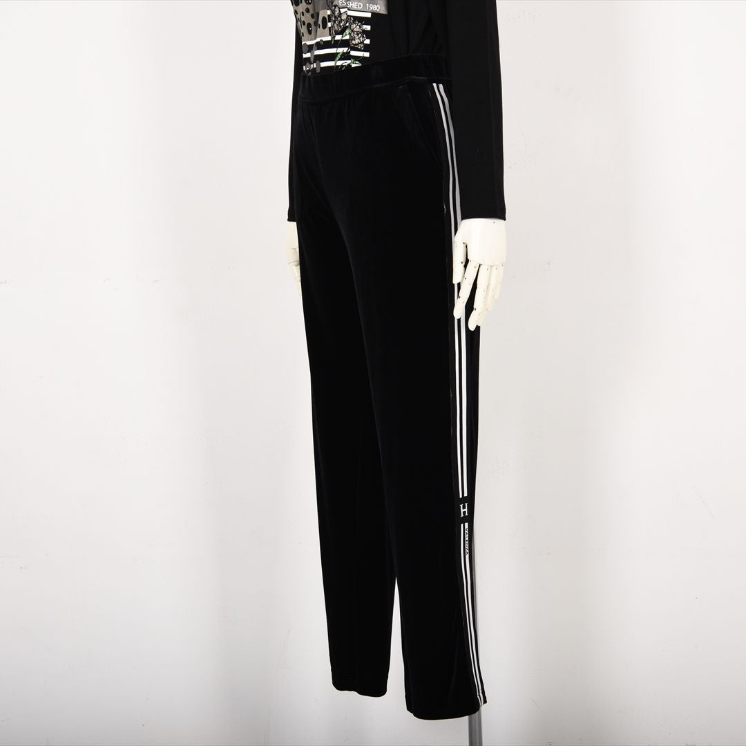 【上品な光沢】サイドライン ストレッチベロアパンツ　VALENZA home　5356300