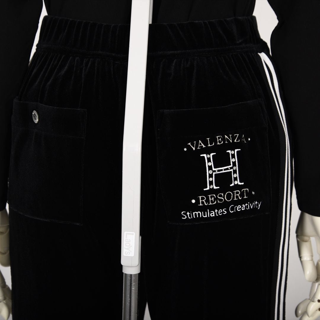 【上品な光沢】サイドライン ストレッチベロアパンツ　VALENZA home　5356300