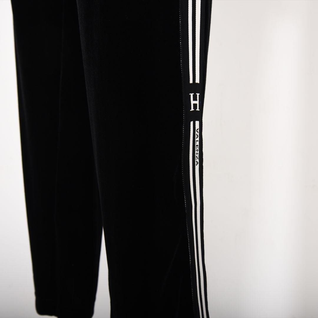 【上品な光沢】サイドライン ストレッチベロアパンツ　VALENZA home　5356300