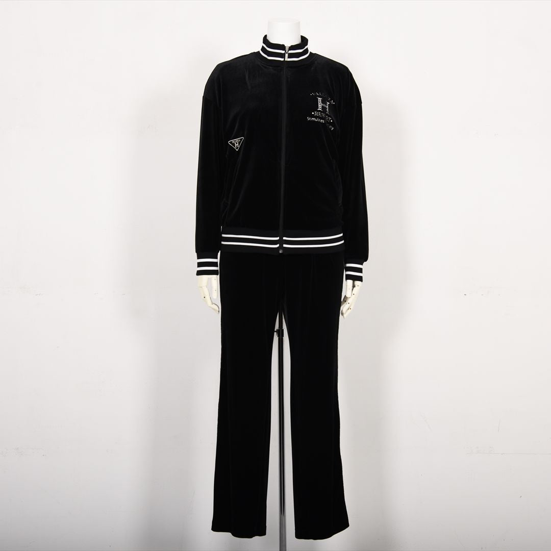 【上品な光沢】サイドライン ストレッチベロアパンツ　VALENZA home　5356300