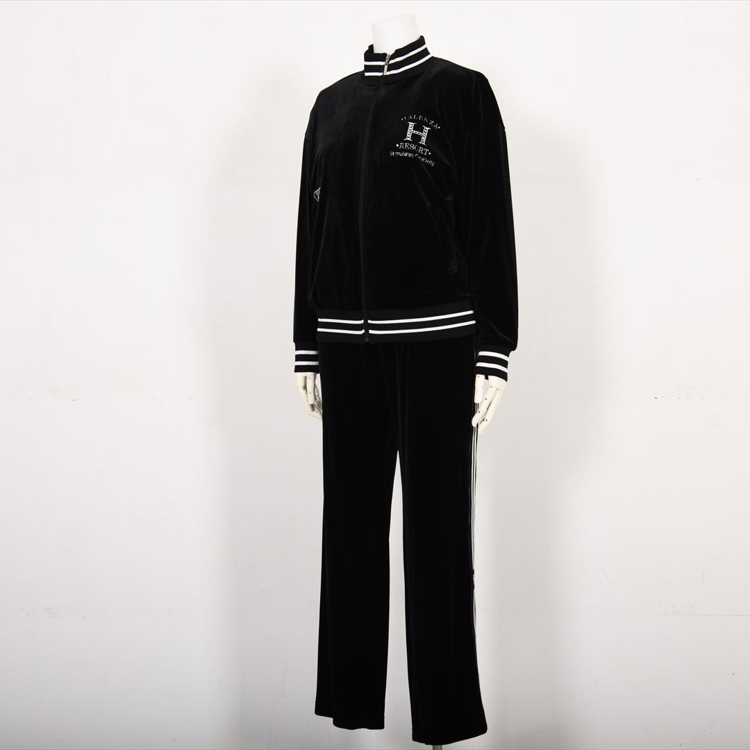 【上品な光沢】サイドライン ストレッチベロアパンツ　VALENZA home　5356300