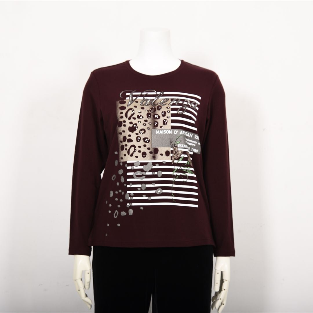 ヒョウ柄×ボーダー　プリントカットソー　VALENZA　5152607