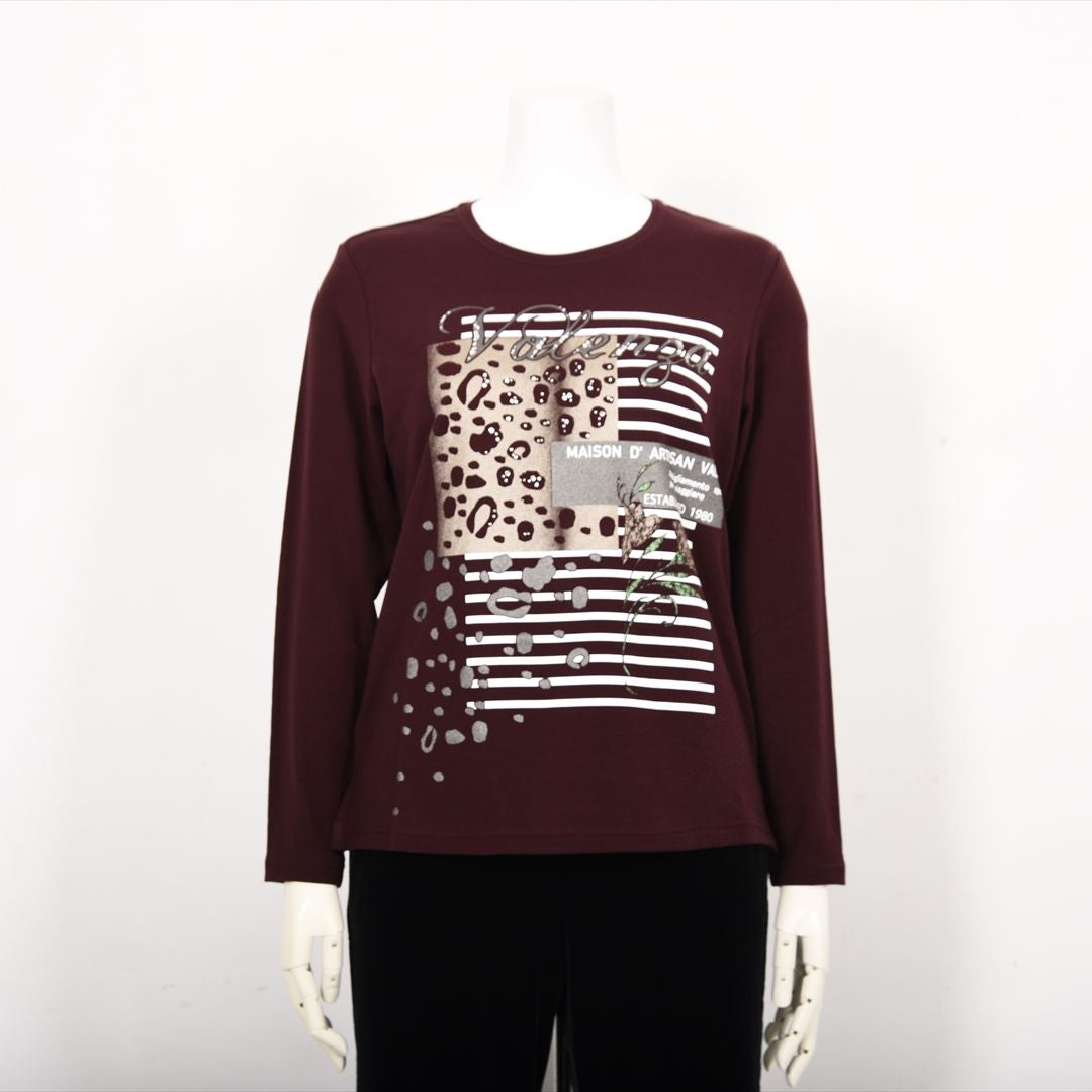 ヒョウ柄×ボーダー　プリントカットソー　VALENZA　5152607