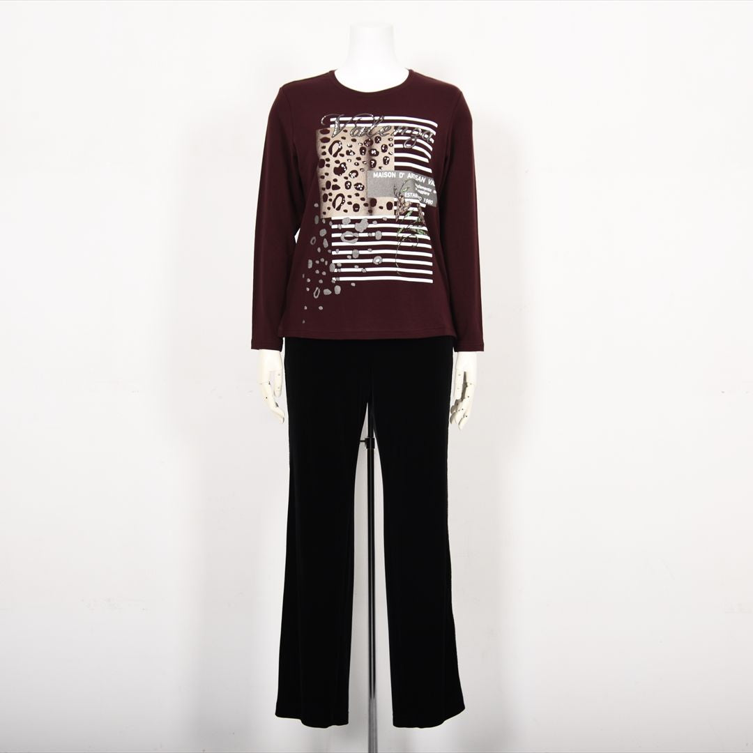 ヒョウ柄×ボーダー　プリントカットソー　VALENZA　5152607