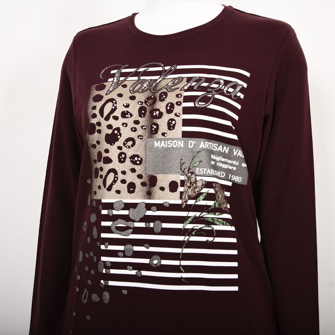 ヒョウ柄×ボーダー　プリントカットソー　VALENZA　5152607