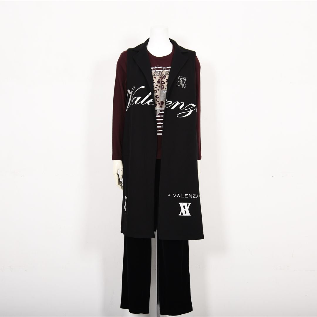 【Lサイズ】【レイヤードスタイルでオシャレ上級者♪】テーラードロングジレ　VALENZA　5557601