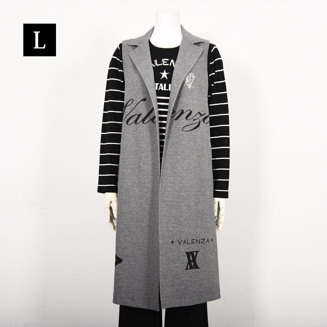 【Lサイズ】【レイヤードスタイルでオシャレ上級者♪】テーラードロングジレ　VALENZA　5557601