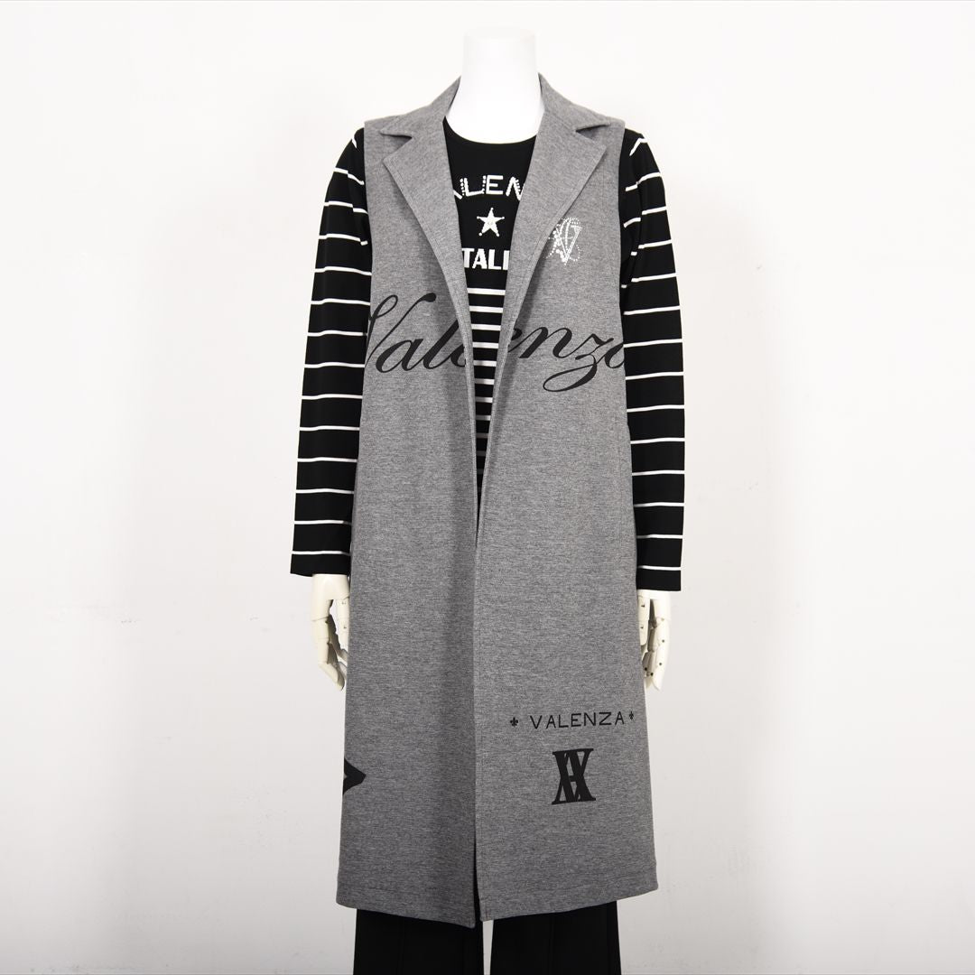 【Lサイズ】【レイヤードスタイルでオシャレ上級者♪】テーラードロングジレ　VALENZA　5557601