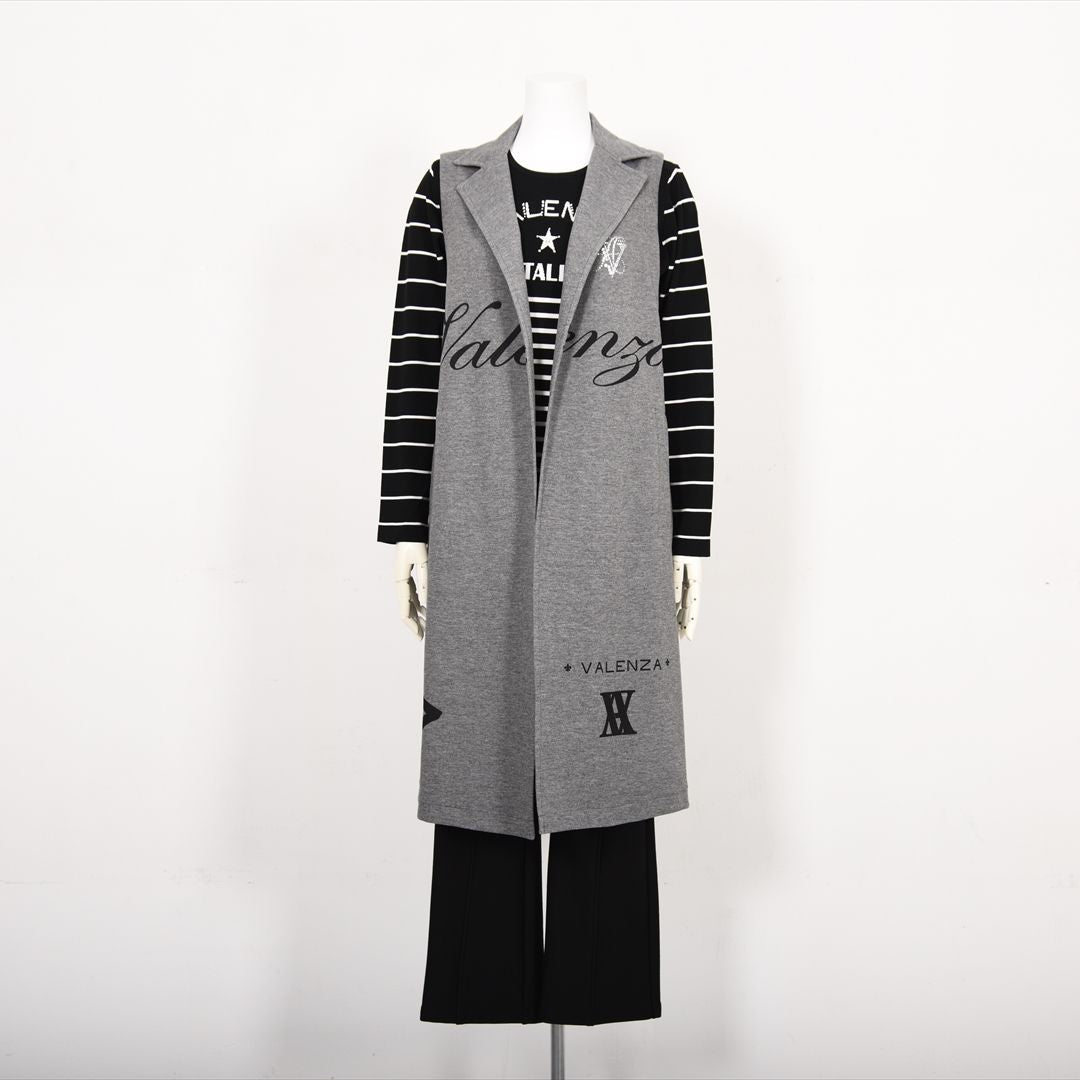 【Lサイズ】【レイヤードスタイルでオシャレ上級者♪】テーラードロングジレ　VALENZA　5557601