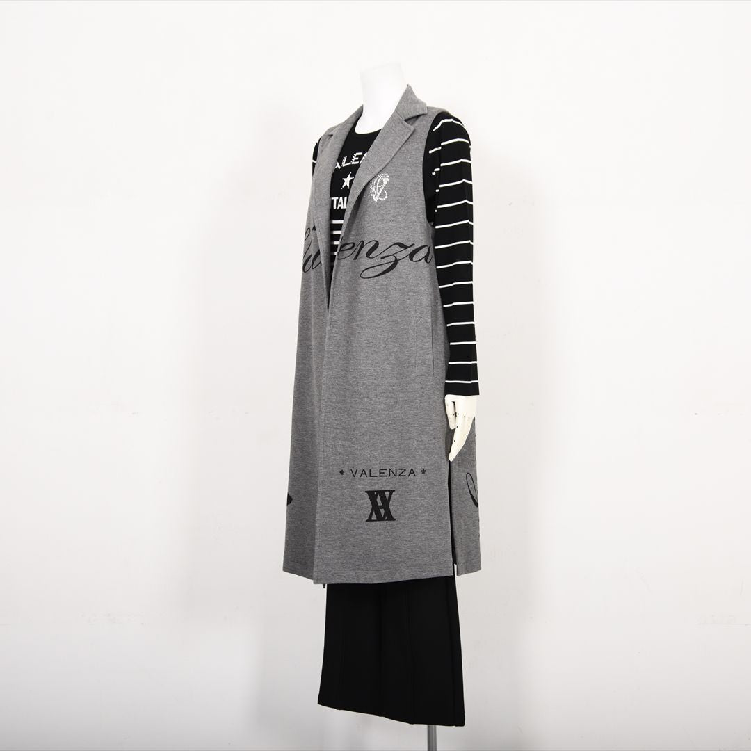 【Lサイズ】【レイヤードスタイルでオシャレ上級者♪】テーラードロングジレ　VALENZA　5557601