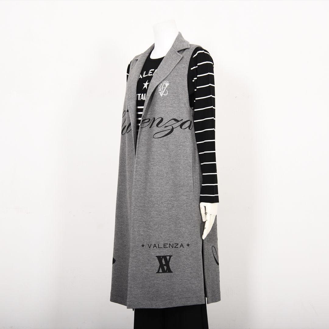 【Lサイズ】【レイヤードスタイルでオシャレ上級者♪】テーラードロングジレ　VALENZA　5557601