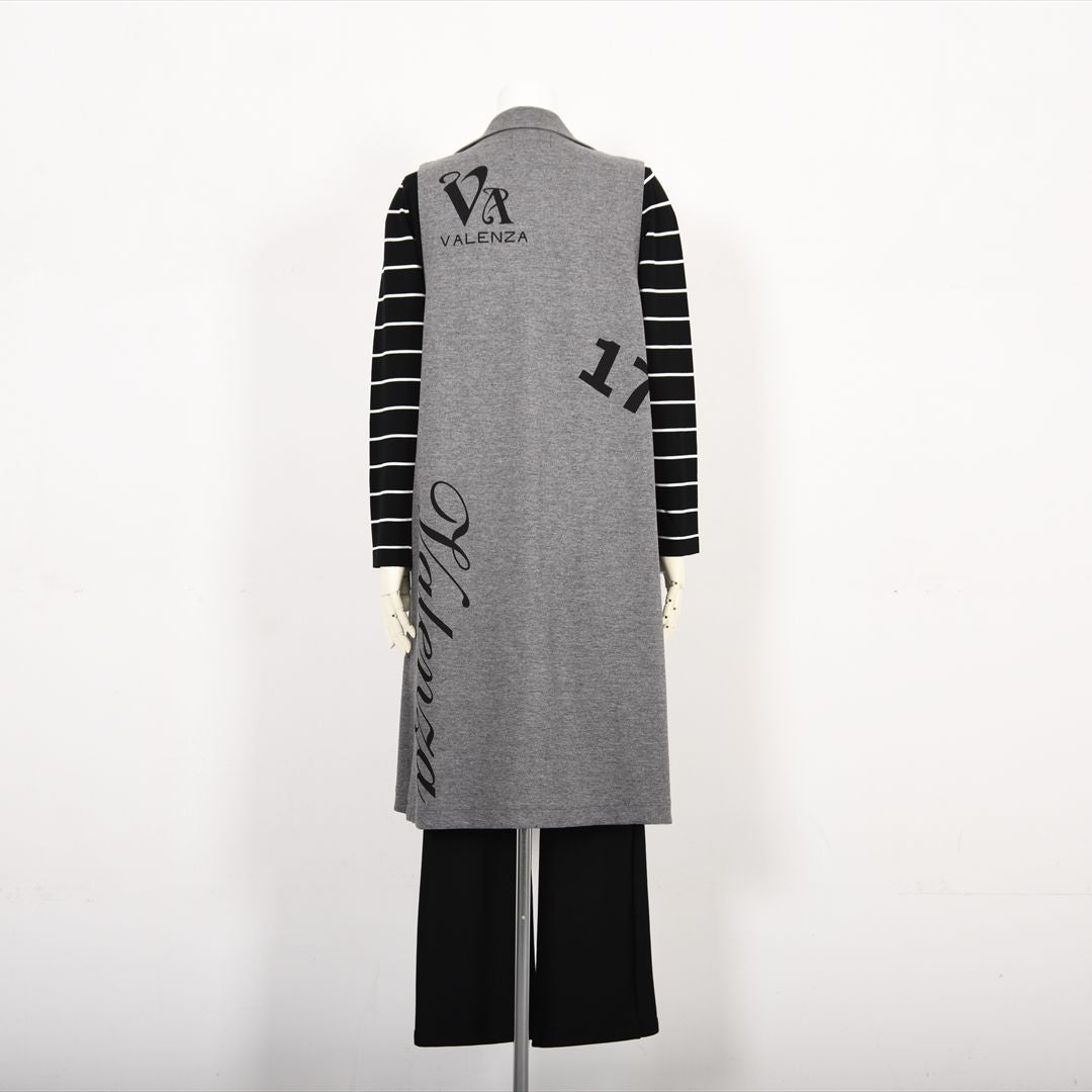 【Lサイズ】【レイヤードスタイルでオシャレ上級者♪】テーラードロングジレ　VALENZA　5557601