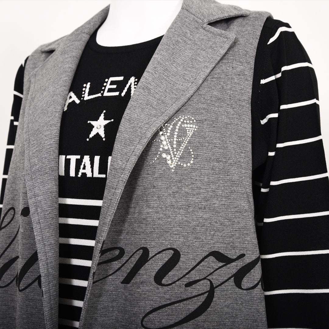 【Lサイズ】【レイヤードスタイルでオシャレ上級者♪】テーラードロングジレ　VALENZA　5557601