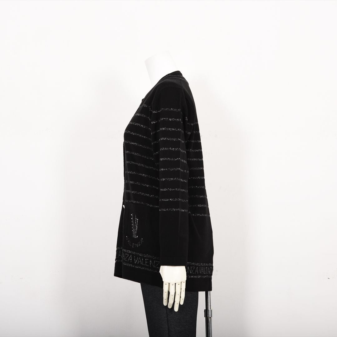 【Lサイズ】ラメボーダー　ニットカーディガン　VALENZA　5553605