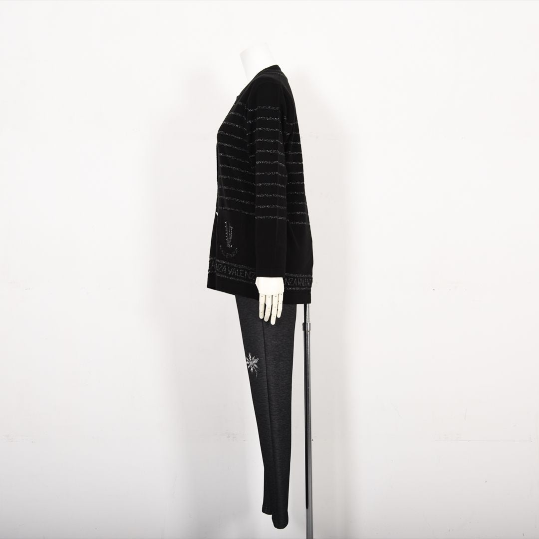 【Lサイズ】ラメボーダー　ニットカーディガン　VALENZA　5553605