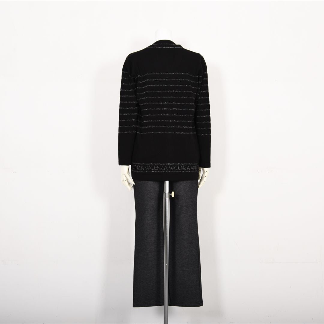 【Lサイズ】ラメボーダー　ニットカーディガン　VALENZA　5553605