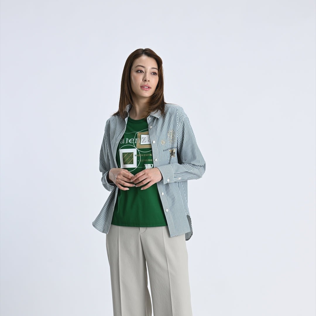 ストライプ　シャツブラウス　VALENZA　5151500