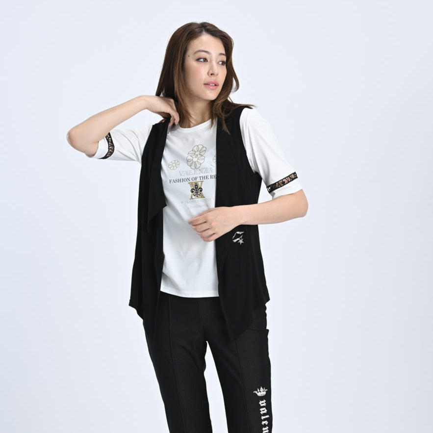 【Lサイズ】【はしごレース】花文様プリント　カットソー　VALENZA　5552529