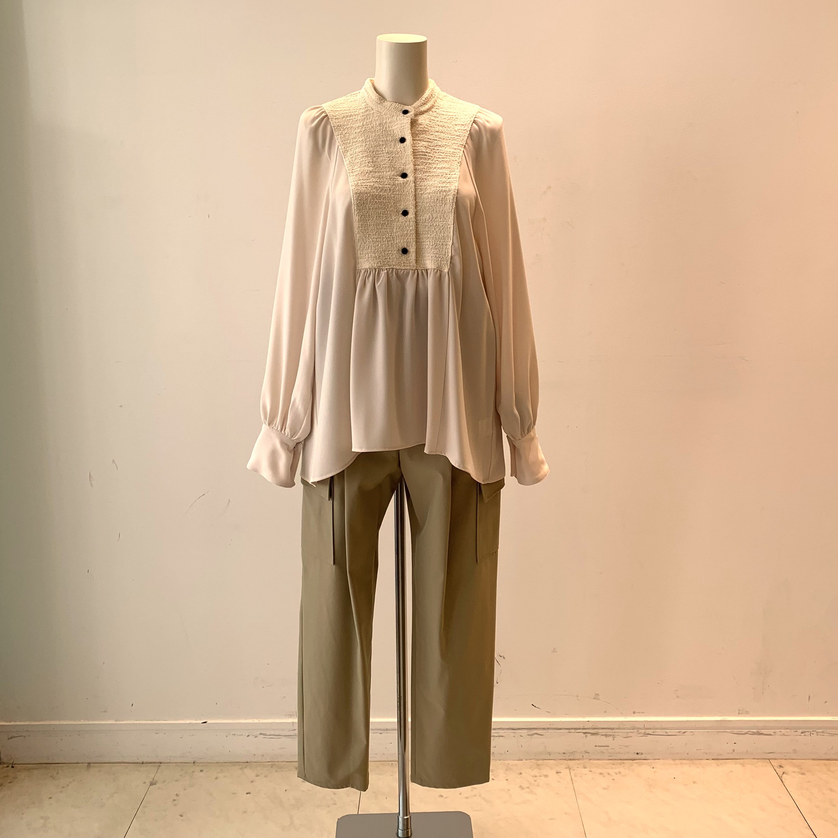 PEREMANENTE ペルマネンテ ブラウス&パンツ ピュアミールジョーゼットストレッチ ブラウス B DONNA 6031109