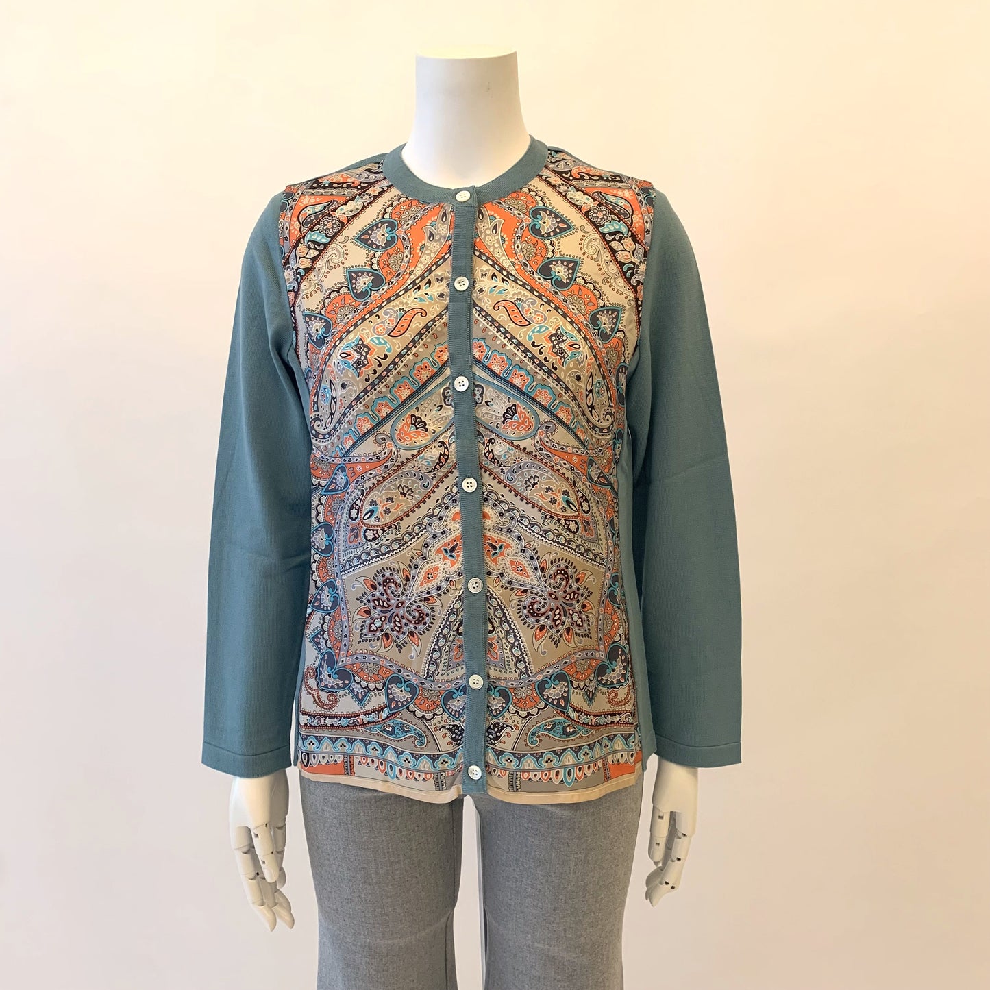 【イタリア素材】【日本製】G.BINDAシルクプリント　カーディガン　MIMO MODA　2533061