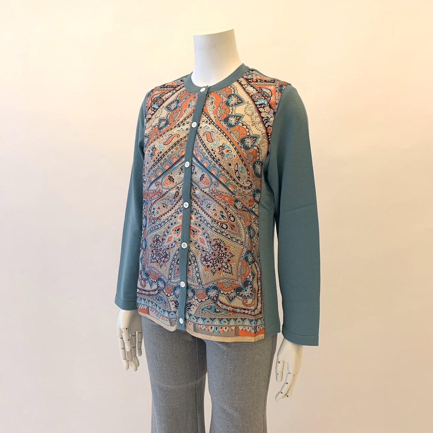 【イタリア素材】【日本製】G.BINDAシルクプリント　カーディガン　MIMO MODA　2533061