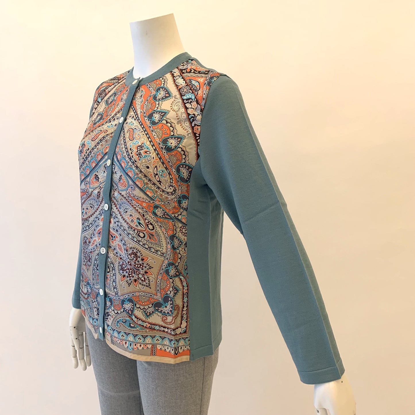 【イタリア素材】【日本製】G.BINDAシルクプリント　カーディガン　MIMO MODA　2533061