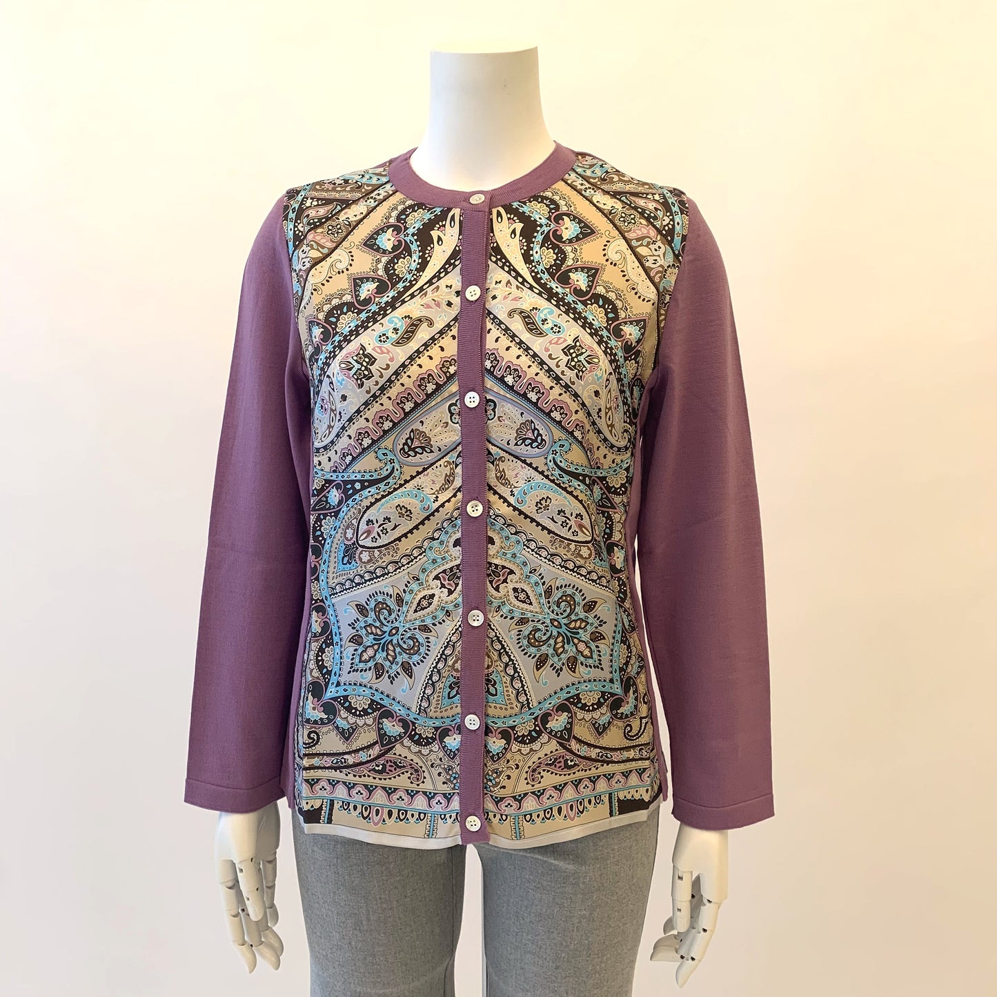 【イタリア素材】【日本製】G.BINDAシルクプリント　カーディガン　MIMO MODA　2533061