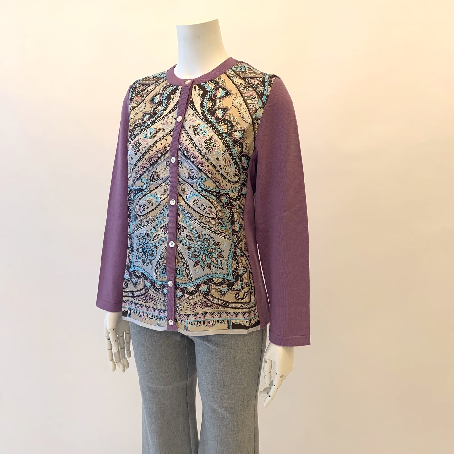 【イタリア素材】【日本製】G.BINDAシルクプリント　カーディガン　MIMO MODA　2533061