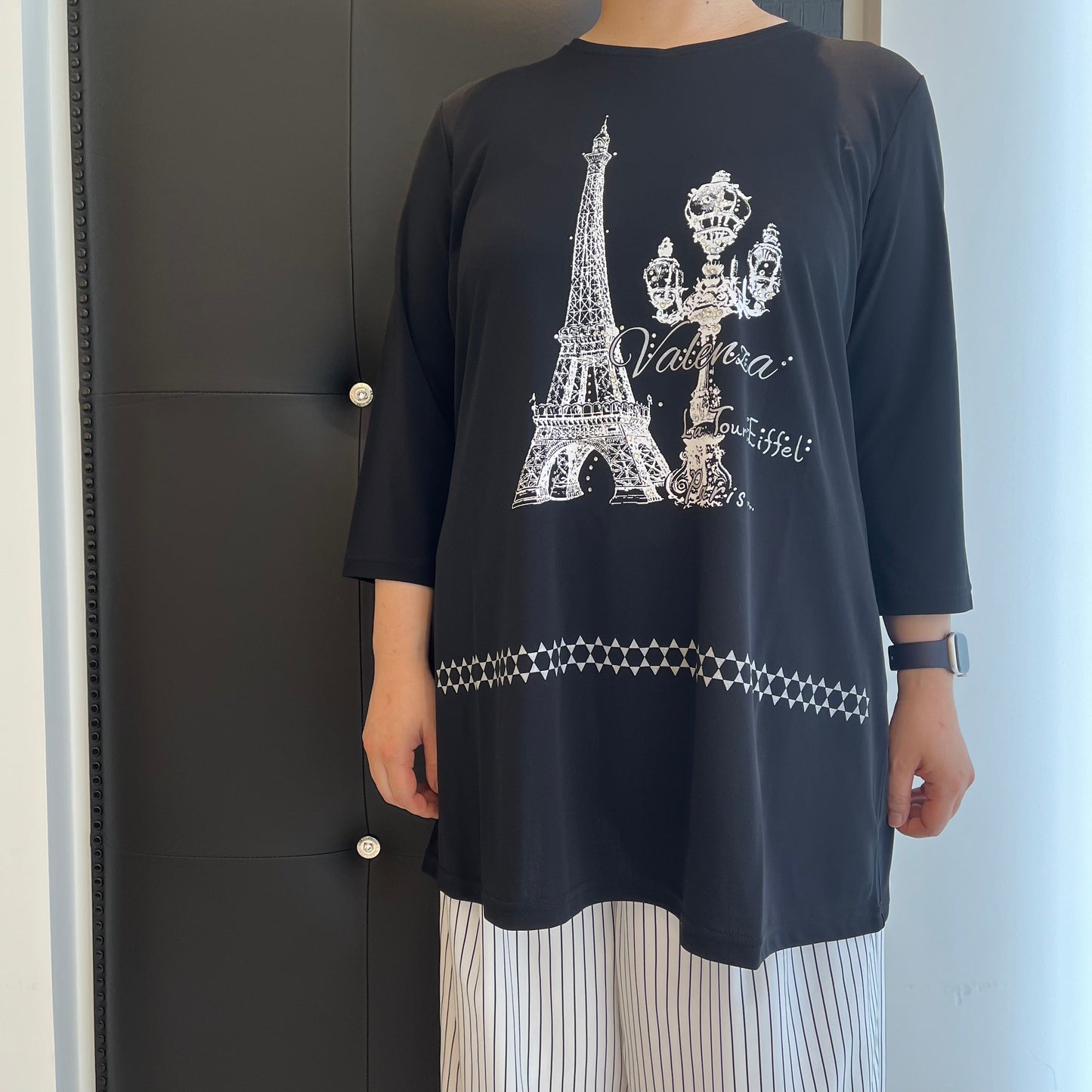 Paris モチーフプリント　七分袖　カットソー　VALENZA　5142411